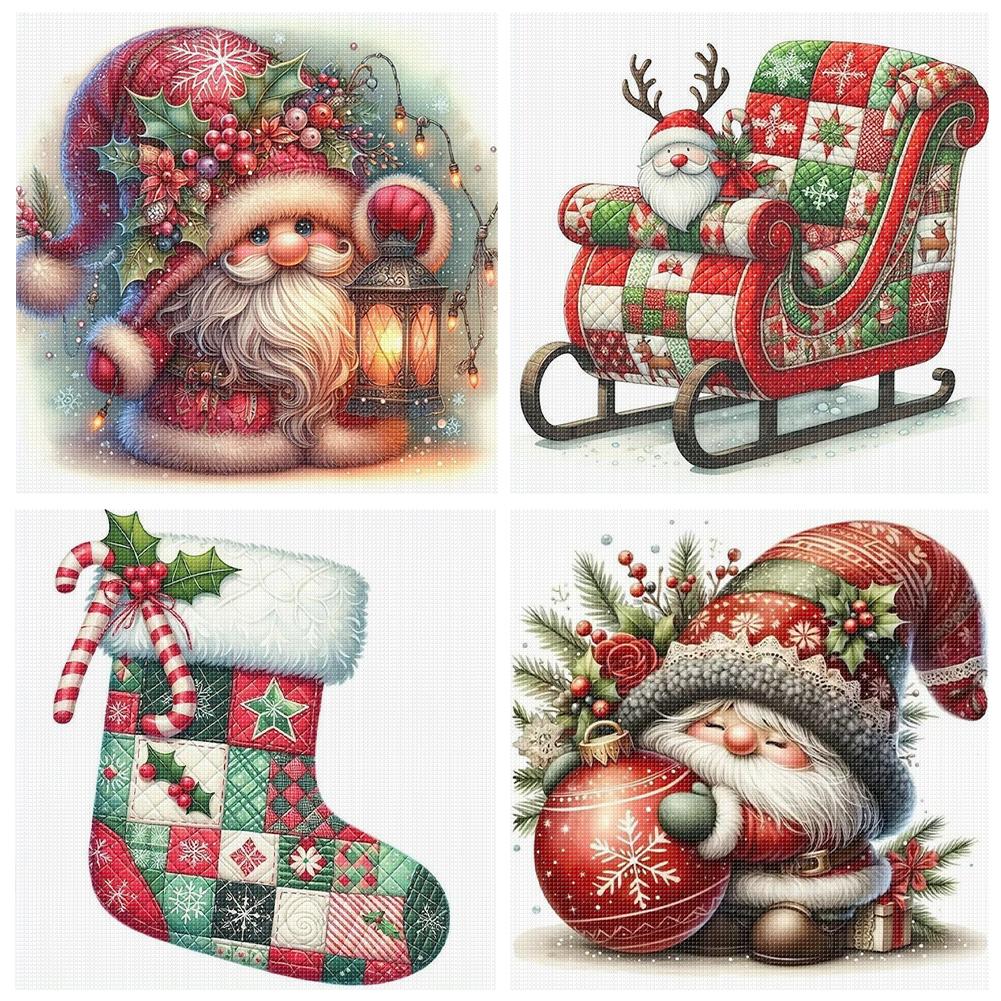 Christmas Printed Cross Stitch Kit DIY 11CT Embroidery Craft Set Home Decor