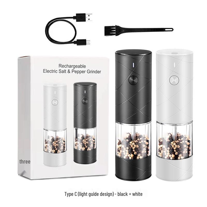 USB Rechargeable Electric Pepper Grinder, Adjustable Coarseness, Kitchen Automatic Black Pepper and Sea Salt Mill.