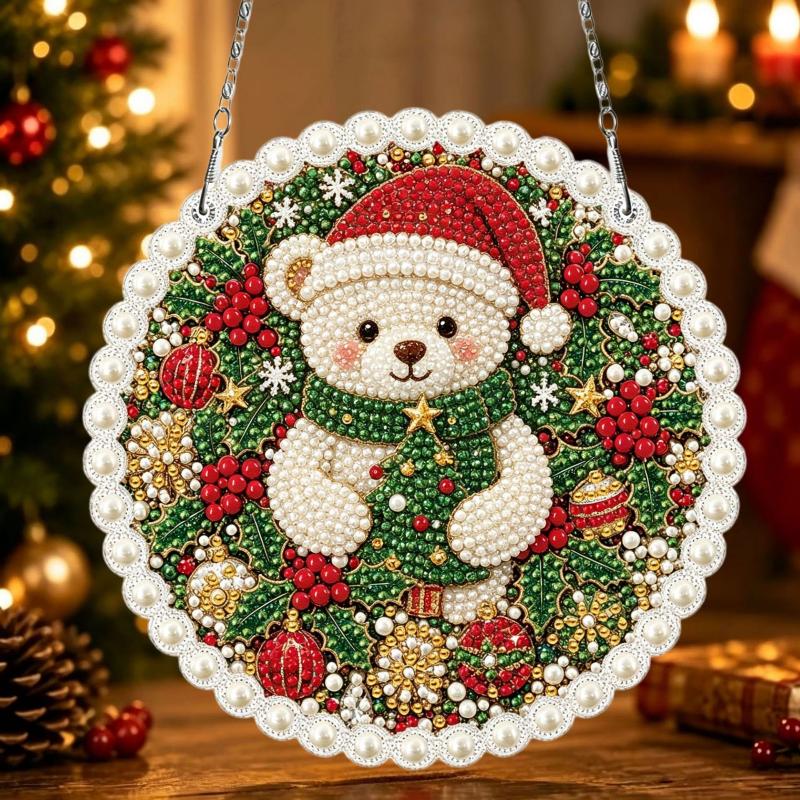 Acrylic Rhinestone Pendant Christmas Craft Set Single Sided Drill Hanging Decor Kit Diy Festival Gifts