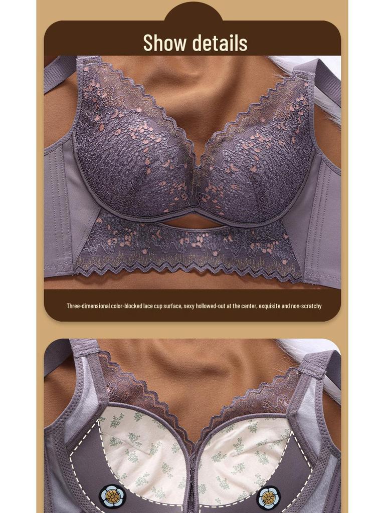 Elegant Lace Push-Up Bra: Medium-Thick, Wire-Free, Supportive for Small Busts