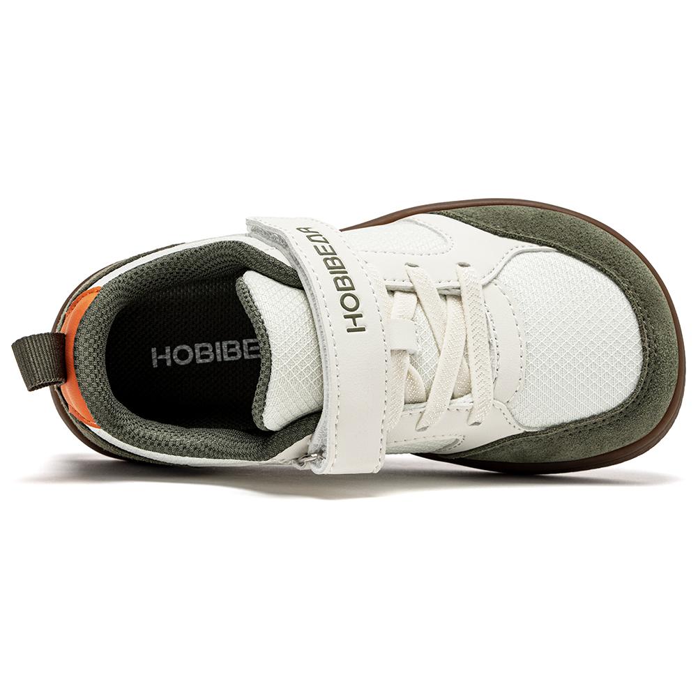 HOBIBEAR Weite Schuhe für Kinder Barfuß Klettverschluss Sneaker Minimalistisch Kunstleder Leicht Weich Gehen Schuhe