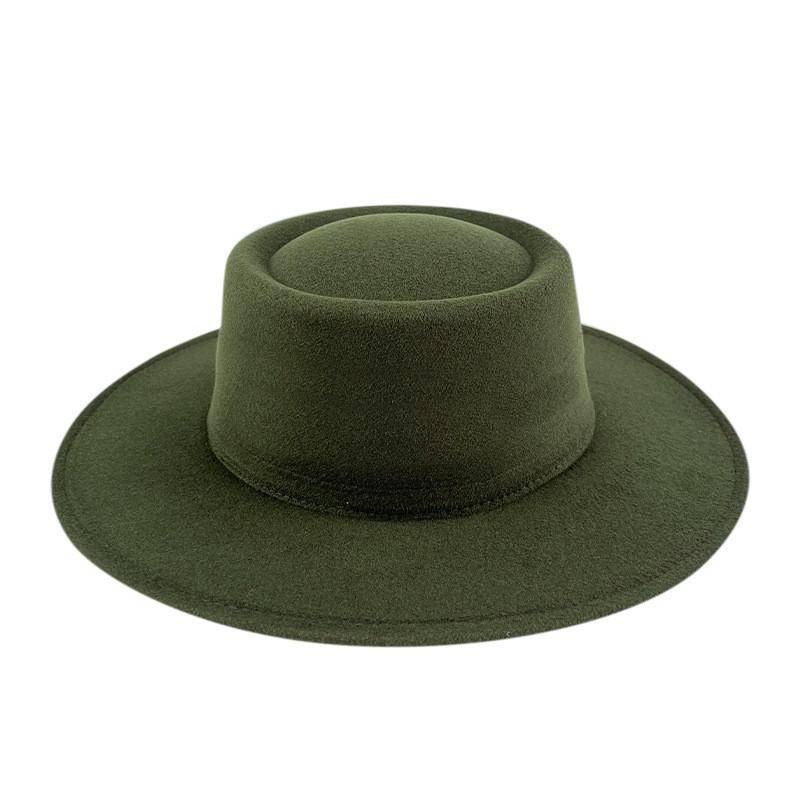 Formal Britishstyle Hat Wide Brim Flat Top Solid Color Winter Frenchinspired