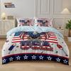 3pcs National Flag Fierce Eagle Print Coreless Down Duvet Cover Set Comfortable Bedroom Bedding Decoration Machine Washable