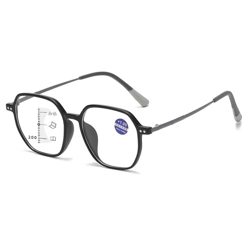 

Ретро очки для чтения с мультифокальными линзами в большой оправе для женщин и мужчин, новые стильные прогрессивные очки для зрения вдаль и вблизи с защитой от синего света +2.5