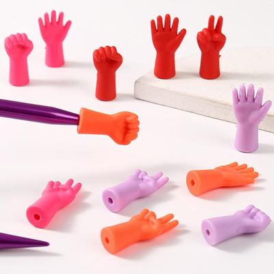 6Pcs Hand Shape Rubber Needle Tip Stoppers Anti Slip Knitting Needle Point Stoppers Crochet Hook Tip Protectors