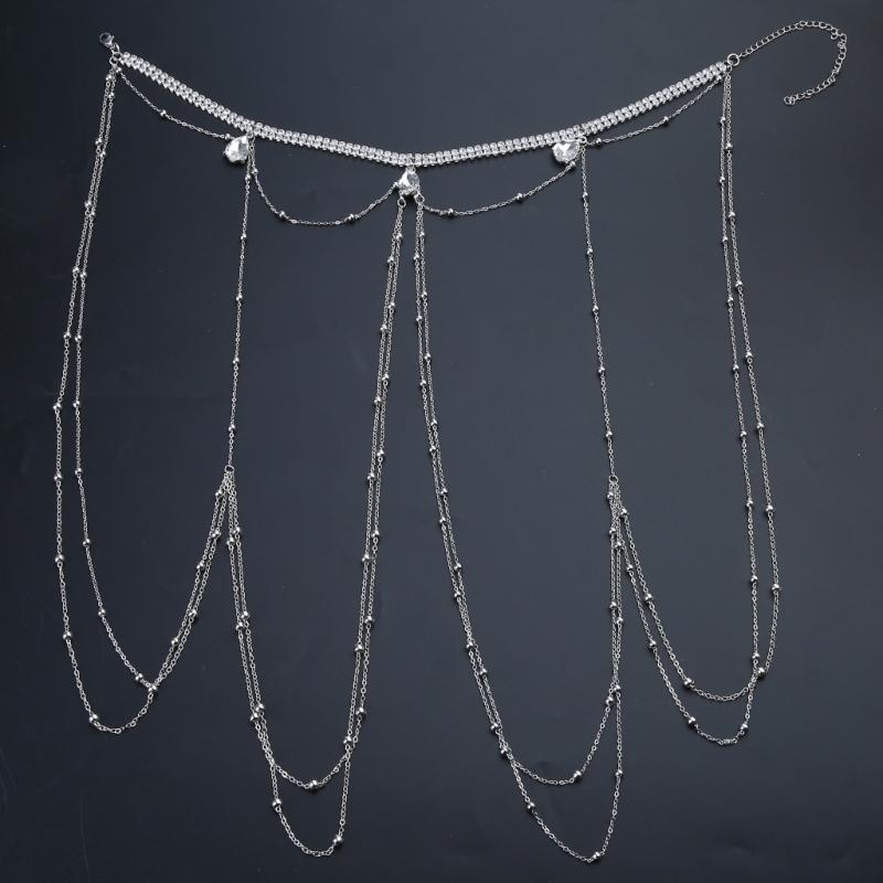 Light Luxury Diamond Chain Tassels Body Chain Nightclub Fashion Shining Cool Girls Bride Off Shoulder Chain Accessories