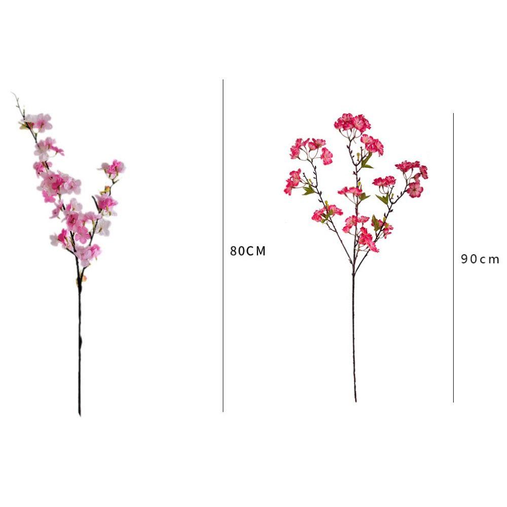 Pink Artificial Sakura Flower Decorative Silk Artificial Faux Plants Long Branches Peach Fake Cherry Blossoms
