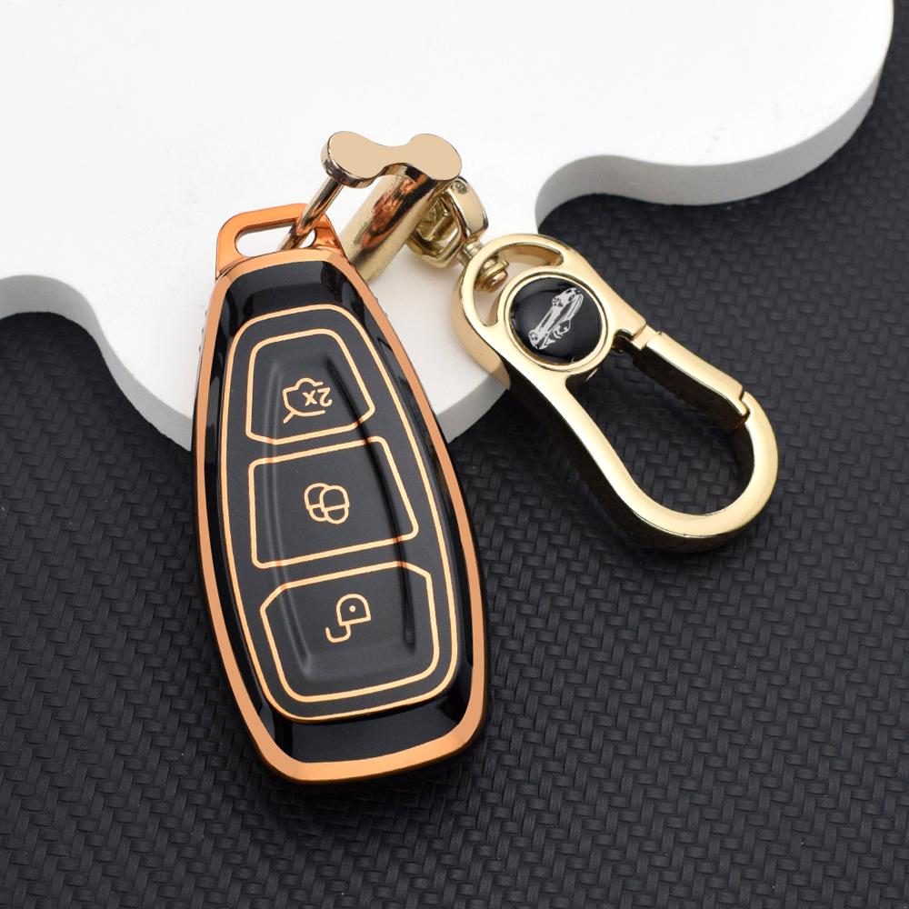 Neue Schutzhülle für Autoschlüsselanhänger für Ford Fiesta/Focus 3/Focus 4/Mondeo/Ecosport/Kuga/C-Max St/Escape - Auto-Schlüsseletui mit Schlüsselanhänger