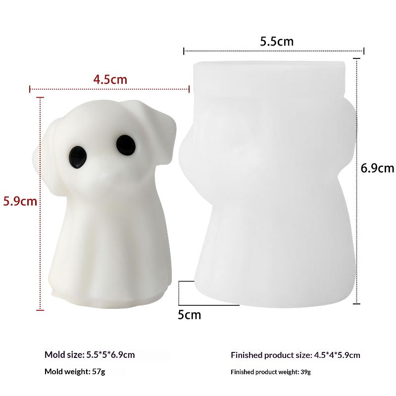 Diy Halloween Candle Spook Puppy Cat Silicone Mold Cute Ghost Plaster Casting Decoration Mould Aroma Candles Making Supplies