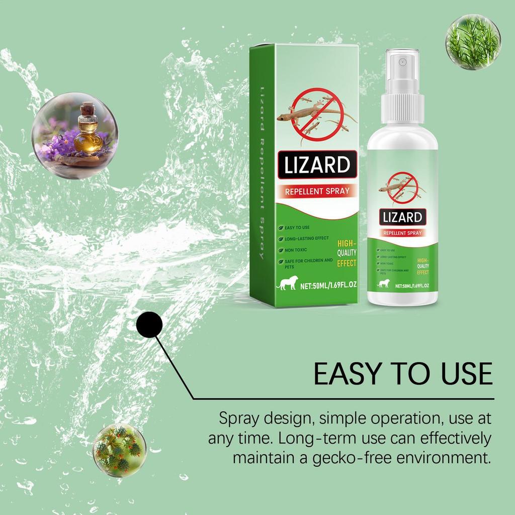 Spray Repellente per Lucertole Repellenti Naturali per Lucertole Olio di Lavanda Spray per Geco Sicuro per Animali Domestici Deterrenti per Rettili Controllo Respinge Repellente