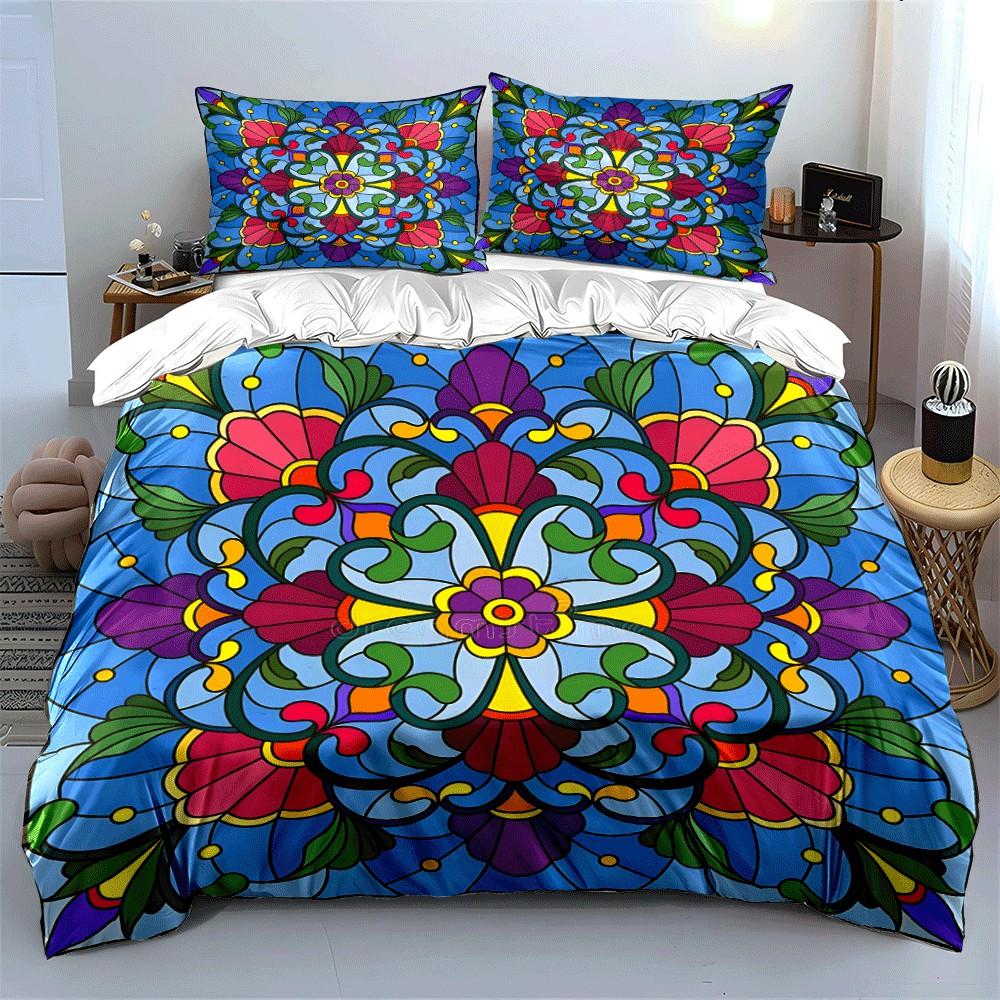Colorful Floral Pattern Themed Set Exquisite Three-Piece Bedding Set Gift For Kids And Adults