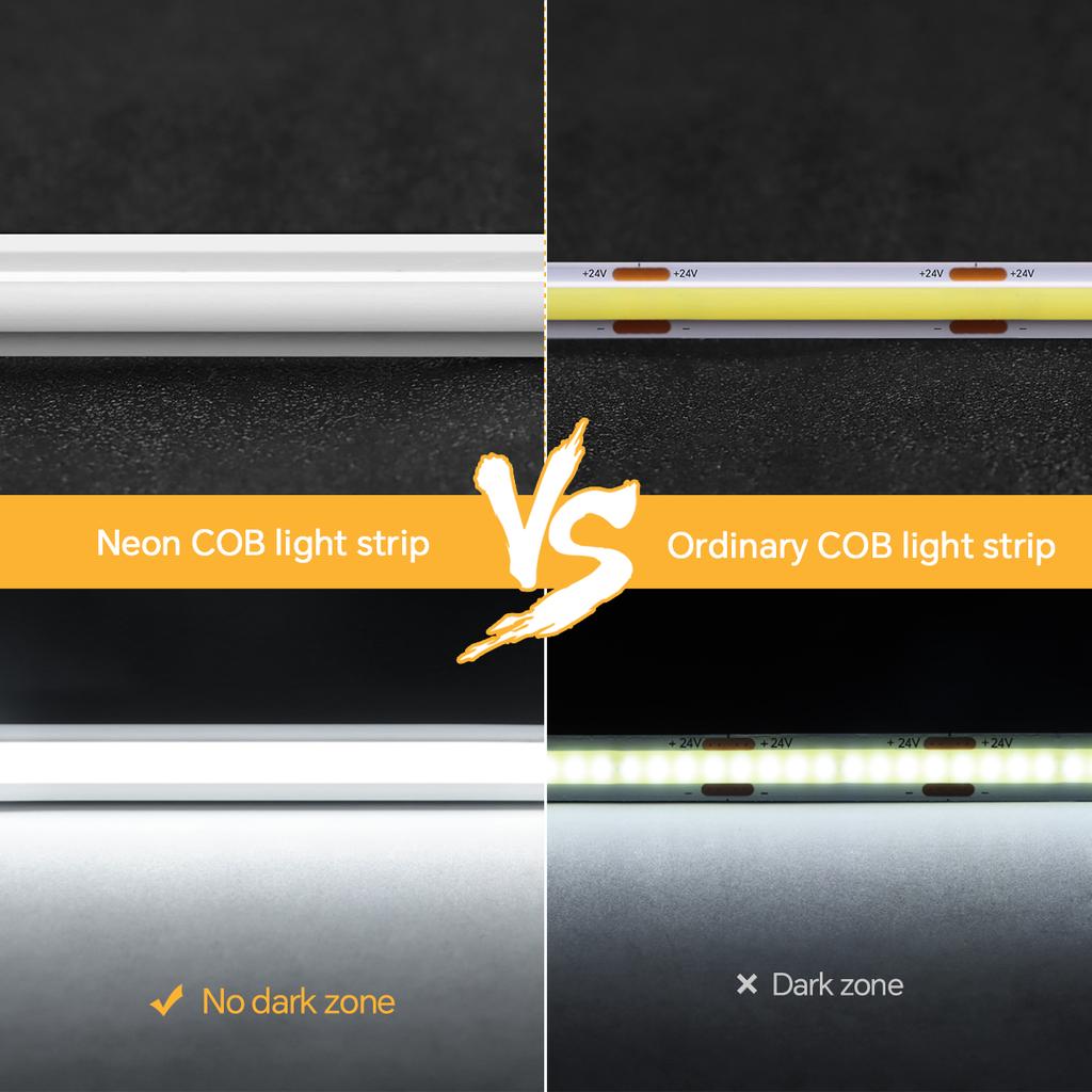 Tira de Luz Nocturna Inteligente para Pasillo de Escalera de Entrada 24V Silicona Sólida COB LED Cinta de Neón Instalar en Cualquier Lugar Sensor de Movimiento PIR Portátil