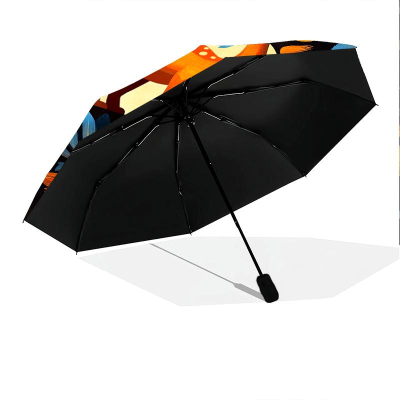 Retro Art  pattern, automatic folding umbrella, portable and foldable design, 8 ribs, a Christmas or birthday gift.