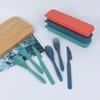 Practical Tableware Reusable Camping Utensil Set Ultralight Wheat Straw Camping Spoon Fork with Case Plastic Travel Utensils