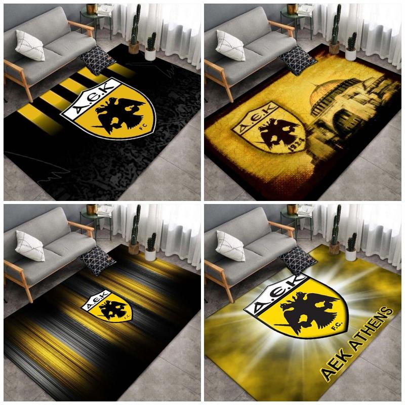 AEK FC 1924 Vintage Building Area Rug, Non Slip Floor Mat, Football Club Print Carpet for Home Decor