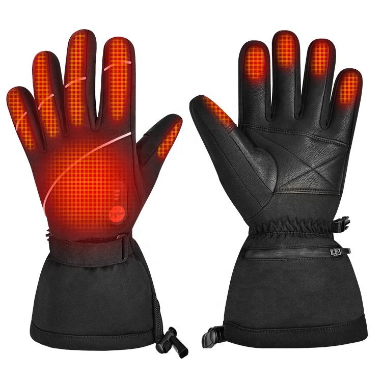 Customized Logo Winter Outdoor Sports Ski Gloves Waterproof and Rechargeable Touch Screen Heated Snowboard Gloves S чёрный