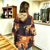 Women's Fashionable Three-Quarter-Sleeve Halloween-Printed Hooded Pullover