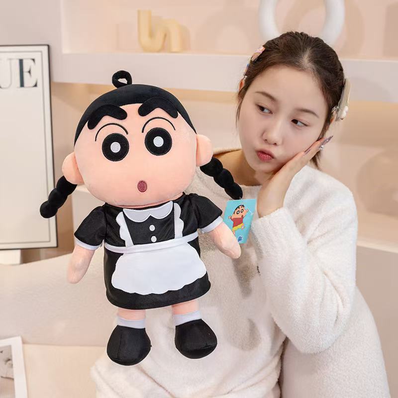 Latest Funny Crayon Shin Chan Maid Doll Stuffed Plush Toy, Cartoon Anime Cute Children's Birthday Gift, Fun Doll