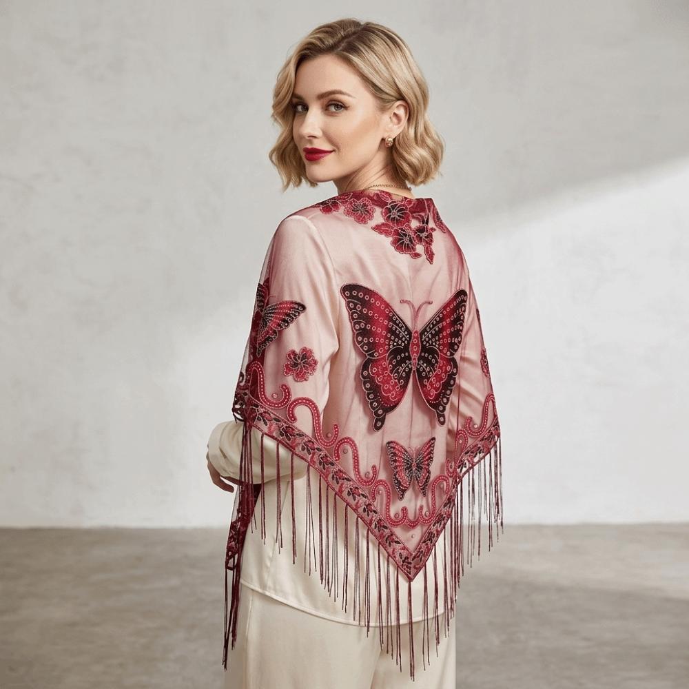 Floral Triangle Shawl Hollow Tassel Wrap New Lace Scarf Everyday Outfits