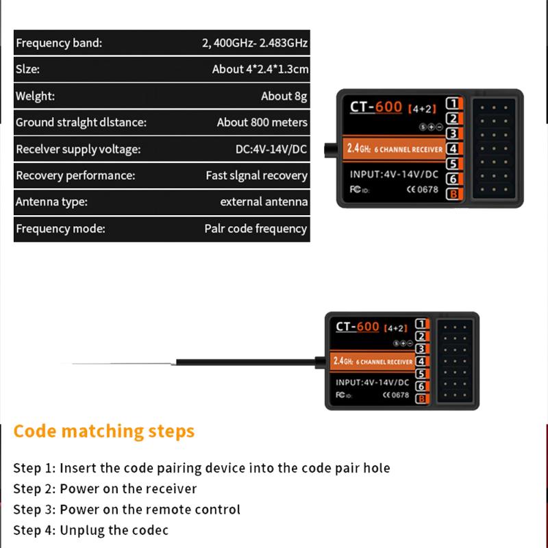 2,4 GHz RC Digital Radiosender med Gyro-mottaker for RC Bil Beltevogn Trx4