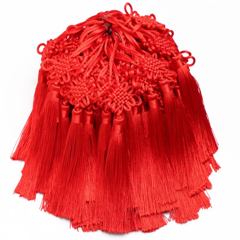 Small Chinese Knot Pendant DIY Tassel - Festive Red 6/8 Plate Hanging Ornament