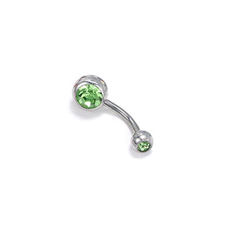 Colorful Double Head Glass Belly Button Ring - Trendy Stainless Steel Summer Style
