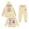 Kids' Long Sleeve Loose Pullover Letter Print Drawstring Hooded Sweatshirt Sweatpants Set