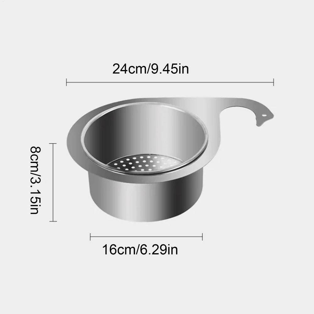 Sink Strainer Basket Corner Sink Stainless Steel Filter Multi-Functional Swan Quick Drain Rack for Kitchen Food Residues