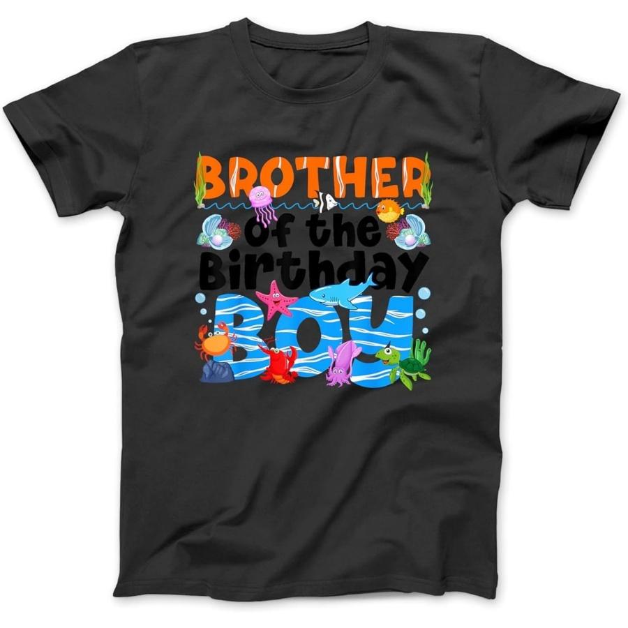 Brother Undersea Birthday Party Boy Ocean Sea Animals Themed T-Shirt, Sweatshirt, Hoodie for Men Women Kids Made in Canada Black XXXXXL чёрный
