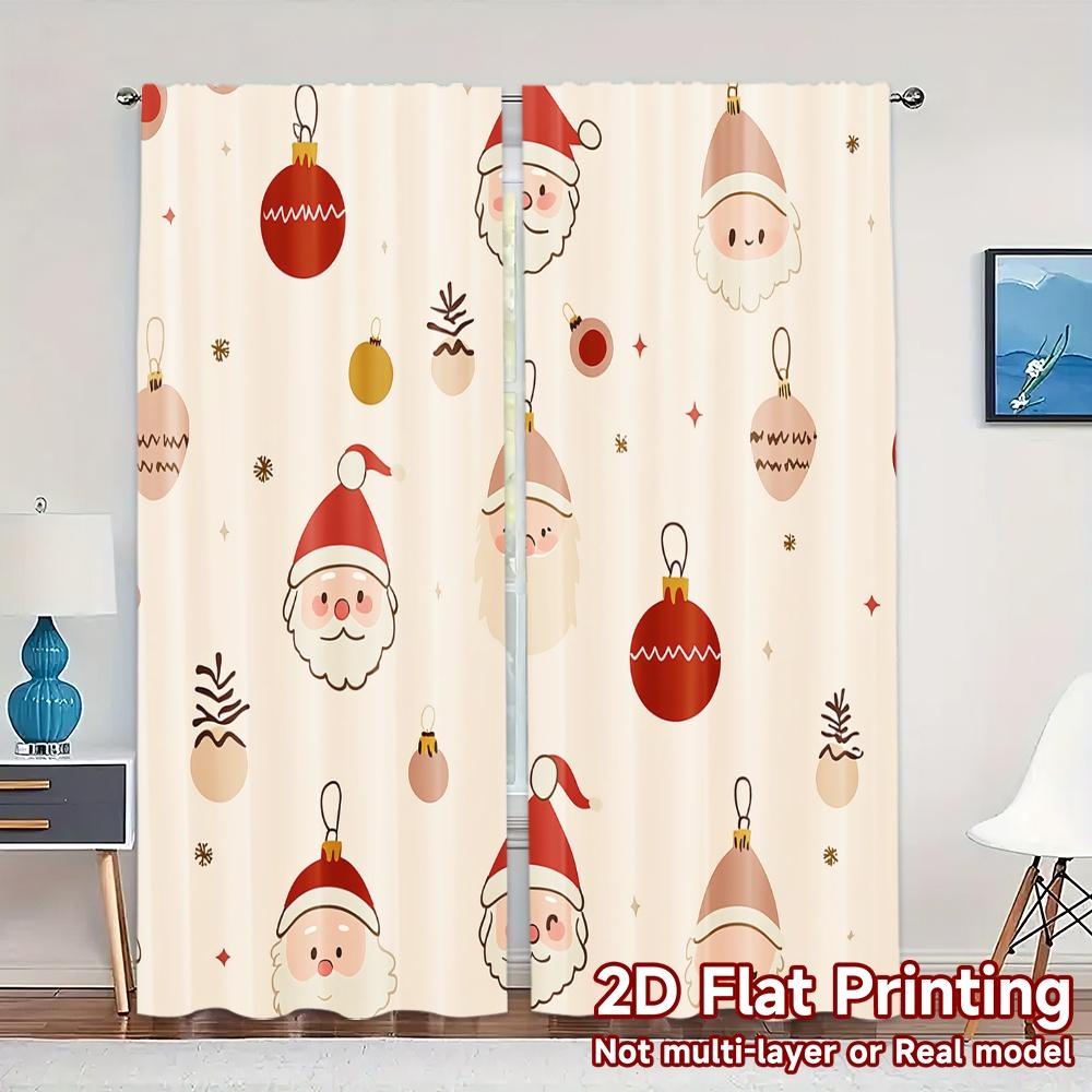 

2pcs,Curtains Cute Santa Claus Christmas Ornaments (2) Modern Curtains Machine Washable Fabric Curtains Room Decor Ldeal for 52.50×116.00 CM 2pcs