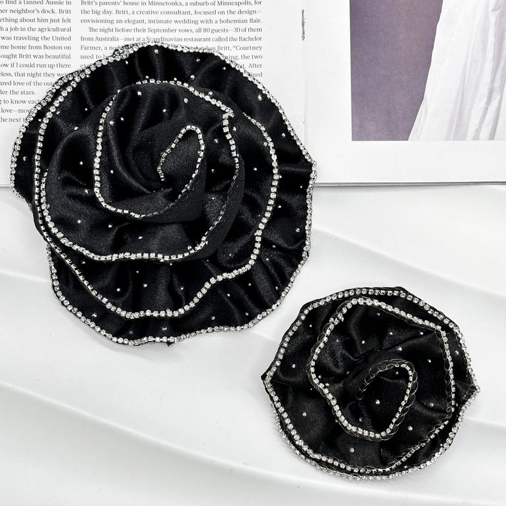 Mehrfarbige Strassspitze Dreidimensionale Mehrlagige Rosenblume Hot Diamond Plissierte Korsage Stoffaufkleber Kleidung DIY Zubehör