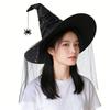 With Veil Wizard Cap Spider Bat Pendant Cosplay Accessories Masquerade Cap  Halloween Party