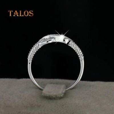 Fashion Femmes Cristal Argent Doigt Band Anneau Mariage Promesse Bijoux Taille 7-9