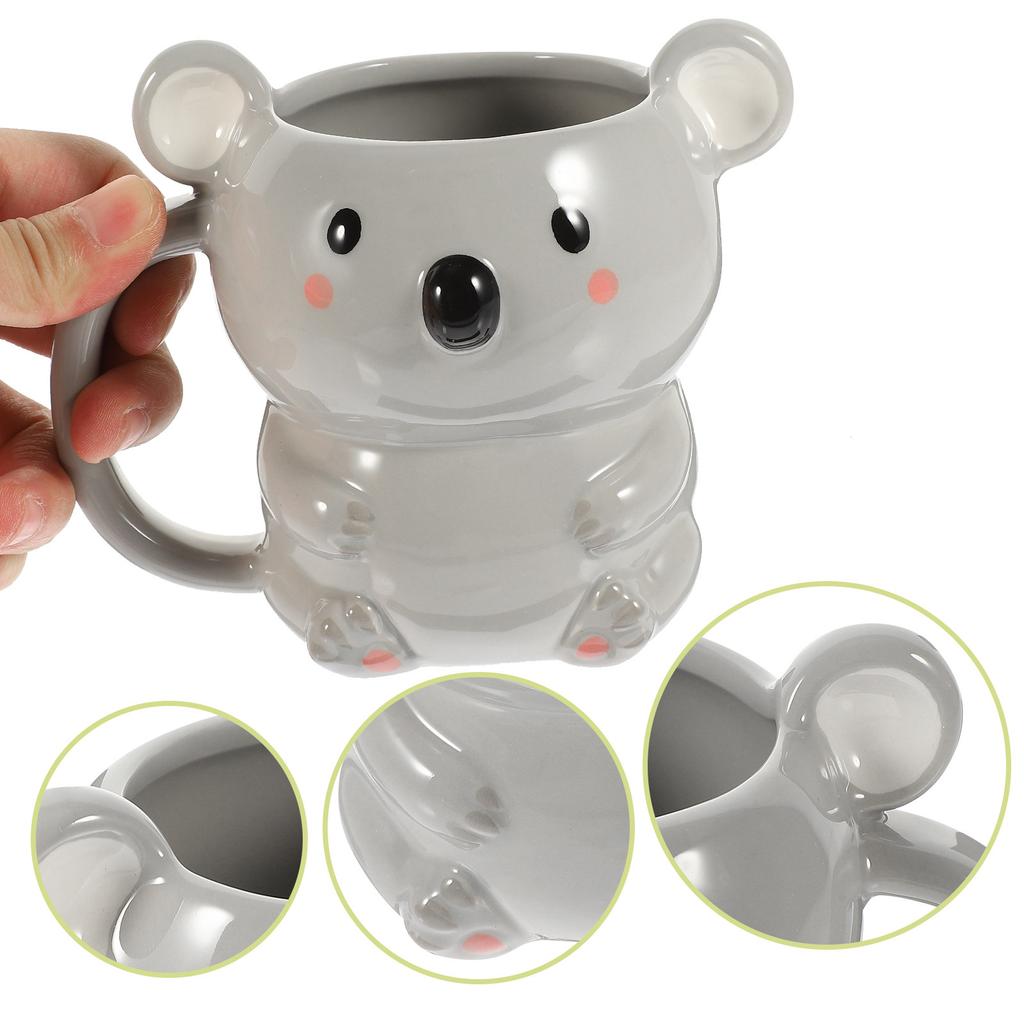 Adorable Bear Ceramic Water Cup for Coffee Tea Milk Soup Heat Resistant Home Use Simple Easy Clean Round Edge Safe Skin Contact