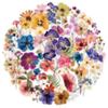 50pcs Transparent PET Flower Stickers Handbooks Tablets Phone Water Cups Decor Stationary Notebook Sticker