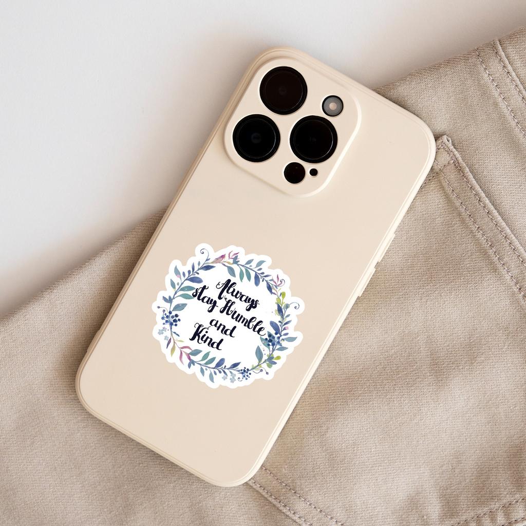 50 English Phrase Doodle Stickers for Mobile Phones and Computers, Waterproof Decorative Stickers, Creative DIY Stationery Stickers