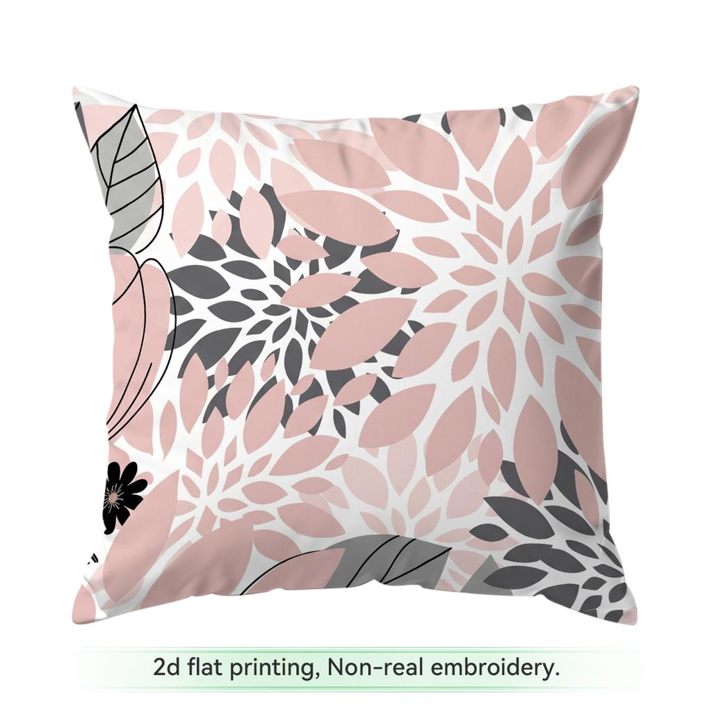 Pc Pink Gray Fresh Floral Pattern Singlesided Printed Pillowcase Cushion Coversuitable For Living Roombedroomcar Decoration