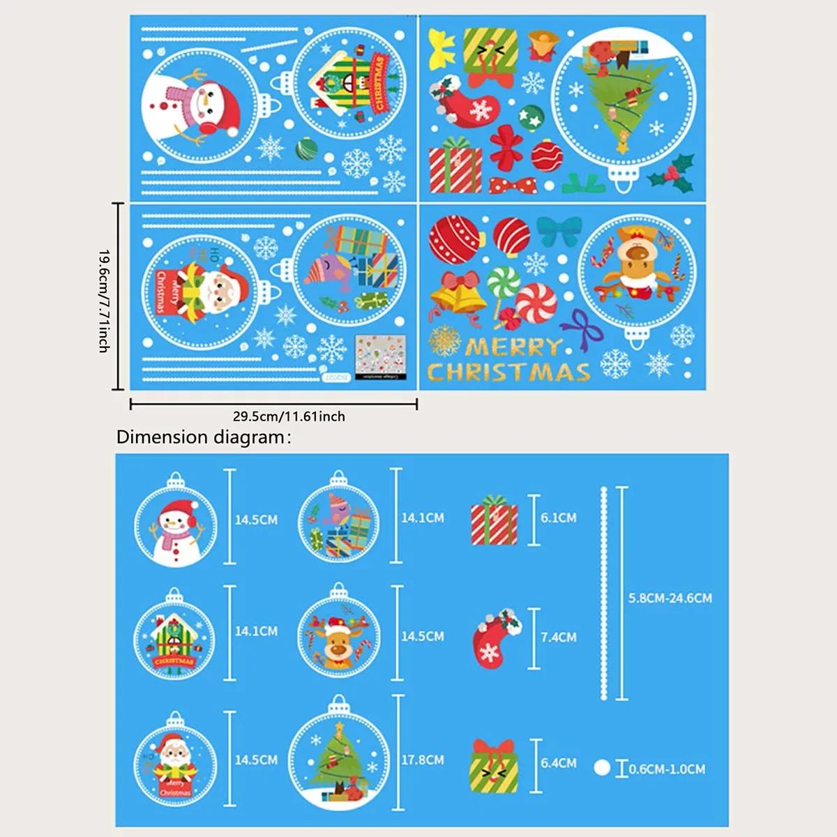 

1 шт. - 2026 С Рождеством Христовым Наклейки на стеклянные окна Санта Снежинка Лось Елка Снеговик Наклейки Наклейка Рождественские украшения для дома