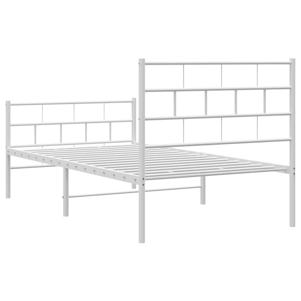 Vidaxl Metal Bed Frame with Headboard and Footboard, White, 100X200 Cm