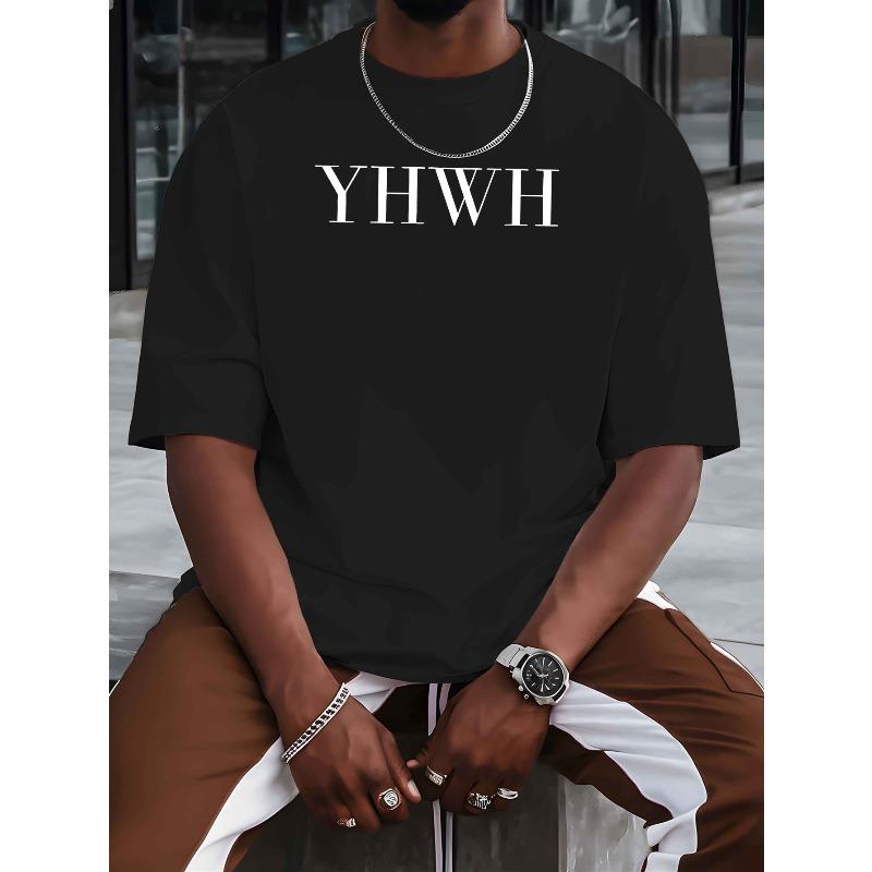 YHWH New Men'S Short-Sleeve T-Shirt, a Trendy Summer Top with Print Designs, for Casual Wear, Featuring a Round Neck And Breathable Fabric, Plus Size