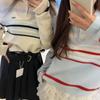Women's Autumn/Winter 2025 Striped Polo Neck Zipper Knitwear