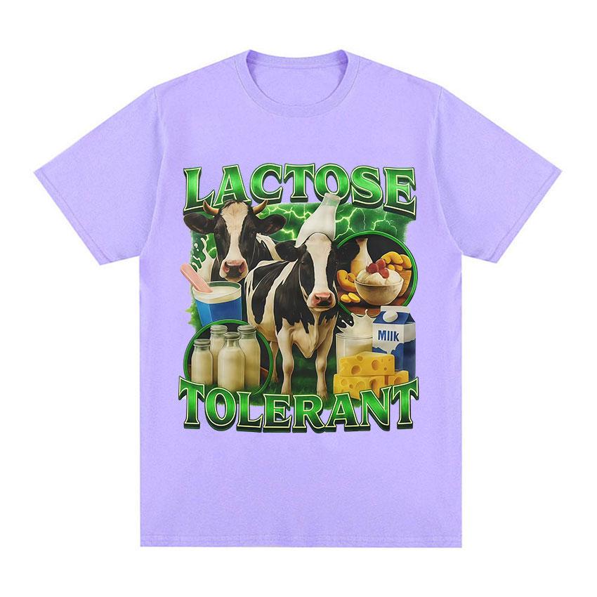 Lactose Tolerant Cow Funny Dairy Lover Graphic TShirt Unisex Women Fashion High Quality Cotton T Shirts Fashion ONeck Cotton Tees