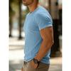 Men Crew Neck Short Sleeve T Shirt Vertical Ribbed Knit Slim Soft Stretchy Basic Daily Casual Pullover Tops