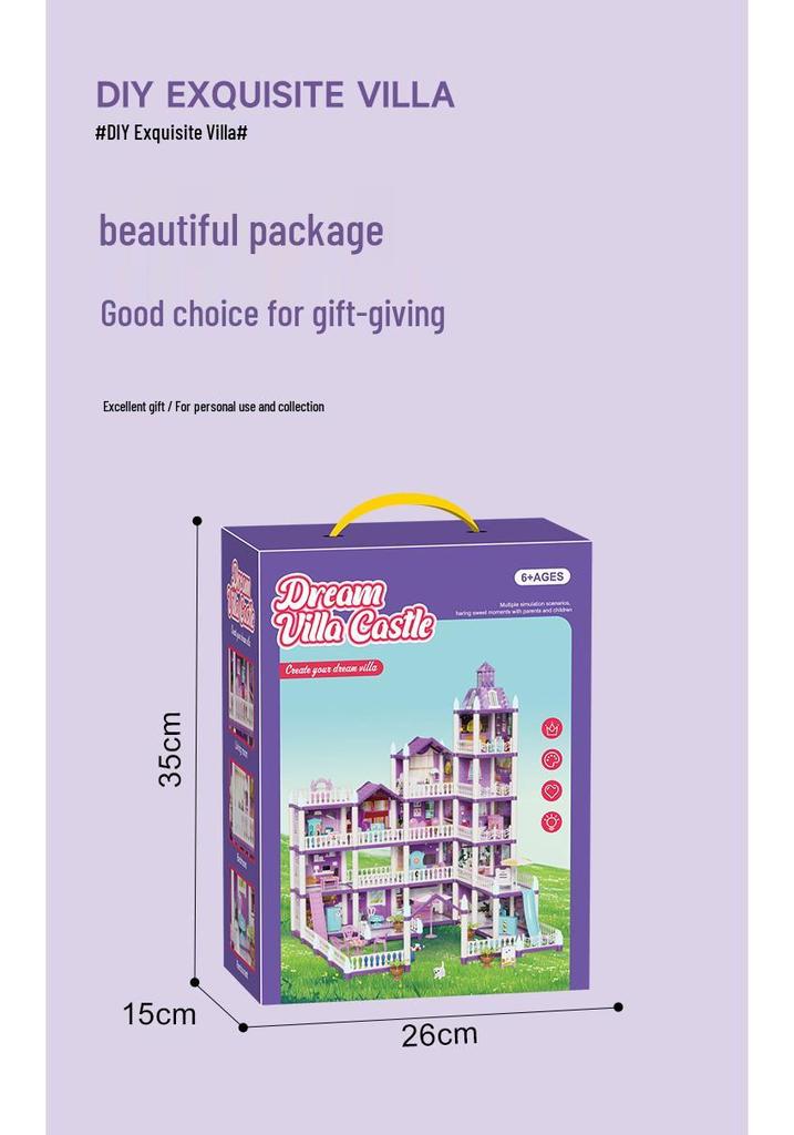 Cross-Border Princess Castle Dollhouse for Girls, Pretend Play Toy, Birthday Gift for Ages 3 and Up