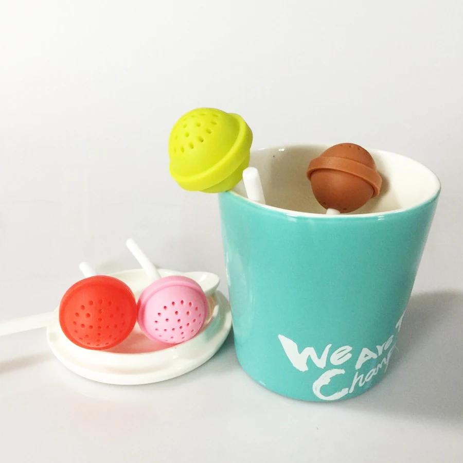 Creative Lollipop Shape Silicon Sweet Tea Infuser Candy Lollipop Loose Leaf Mug Strainer Cup Steeper for Tea & Coffee Drinkware