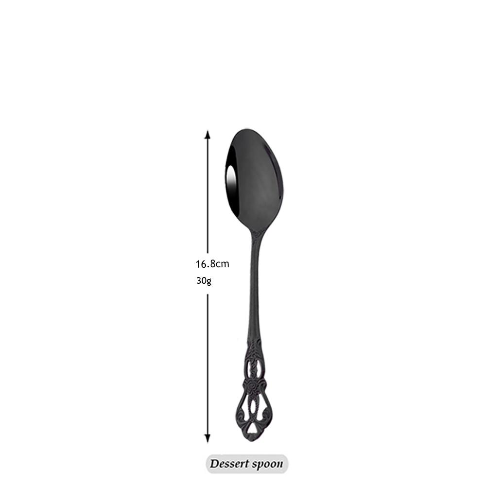 Black Kitchen Cutlery Set 1Pcs Knife Dessert Fork Tea Spoon Dinnerware Set Stainless Steel Flatware Vintage Tableware Set