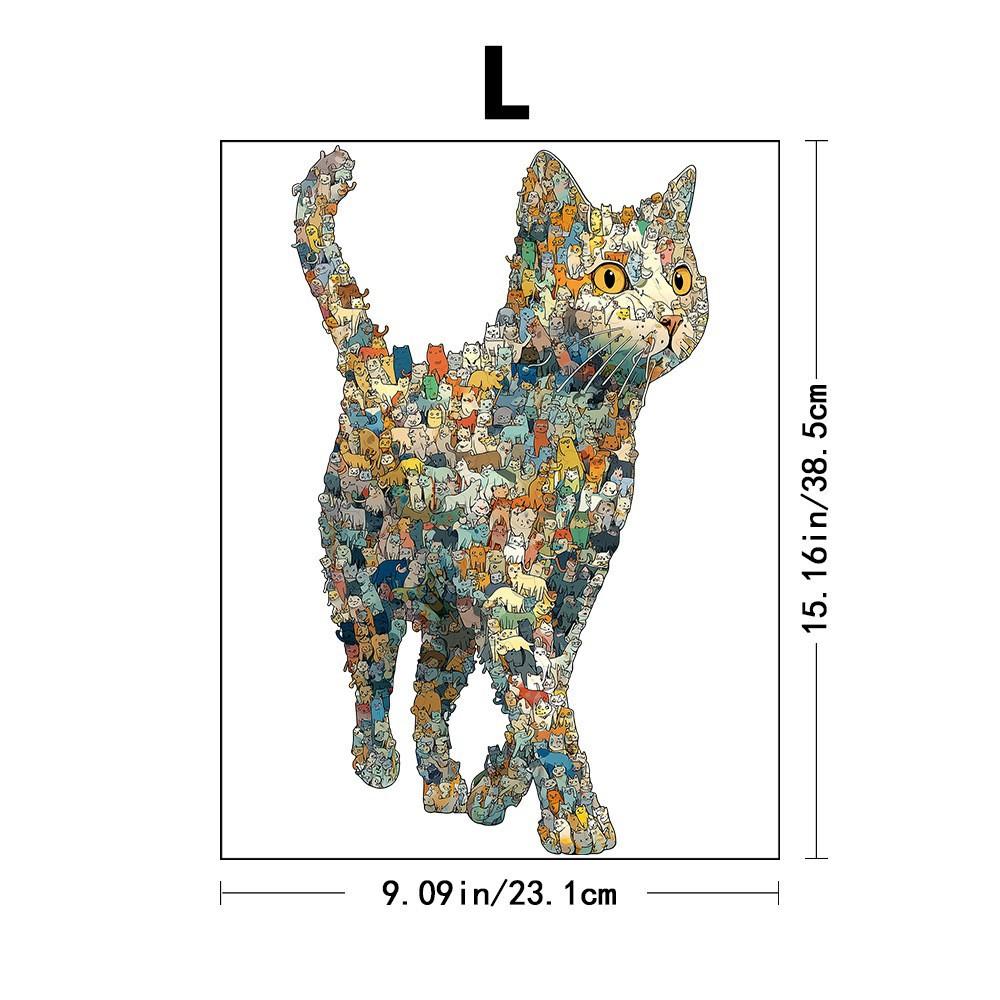 Cross-Border Special-Shaped Creative Cat Wooden Puzzle, High Difficulty Special-Shaped Handmade Diy Gift Toy High Difficulty