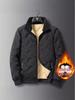 Men's Windproof Lambskin Cotton Winter Coat with Velvet, Thick, Loose Fit, Stand Collar, Large Size.