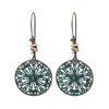 European and American bohemian style hollow pattern round brand earrings, retro bronze turquoise beaded women's earrings
