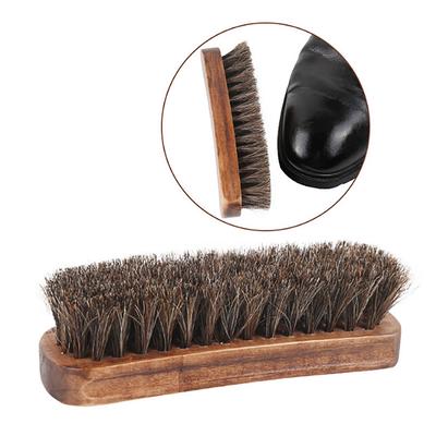 Dřevěná rukojeť kartáč na boty z koňských žíní Soft Polishing Tool Bootpolish Shoes Cleaner